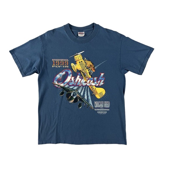 VTG‎ 1999 Intl Fly In Oshkosh Wittman Field T-Shirt Sz L - Picture 1 of 6